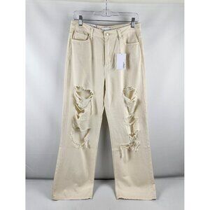 Vervet Jodie Jeans Womens 28x32 Ivory 90s Distressed Dad Jeans NWT